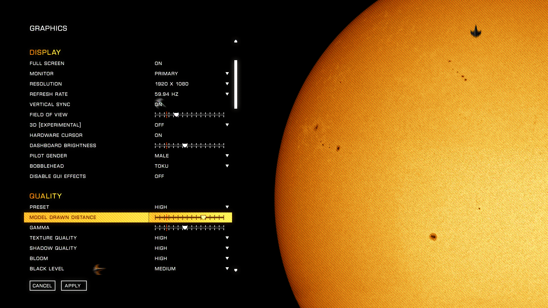 Fig. 8 . Graphics settings